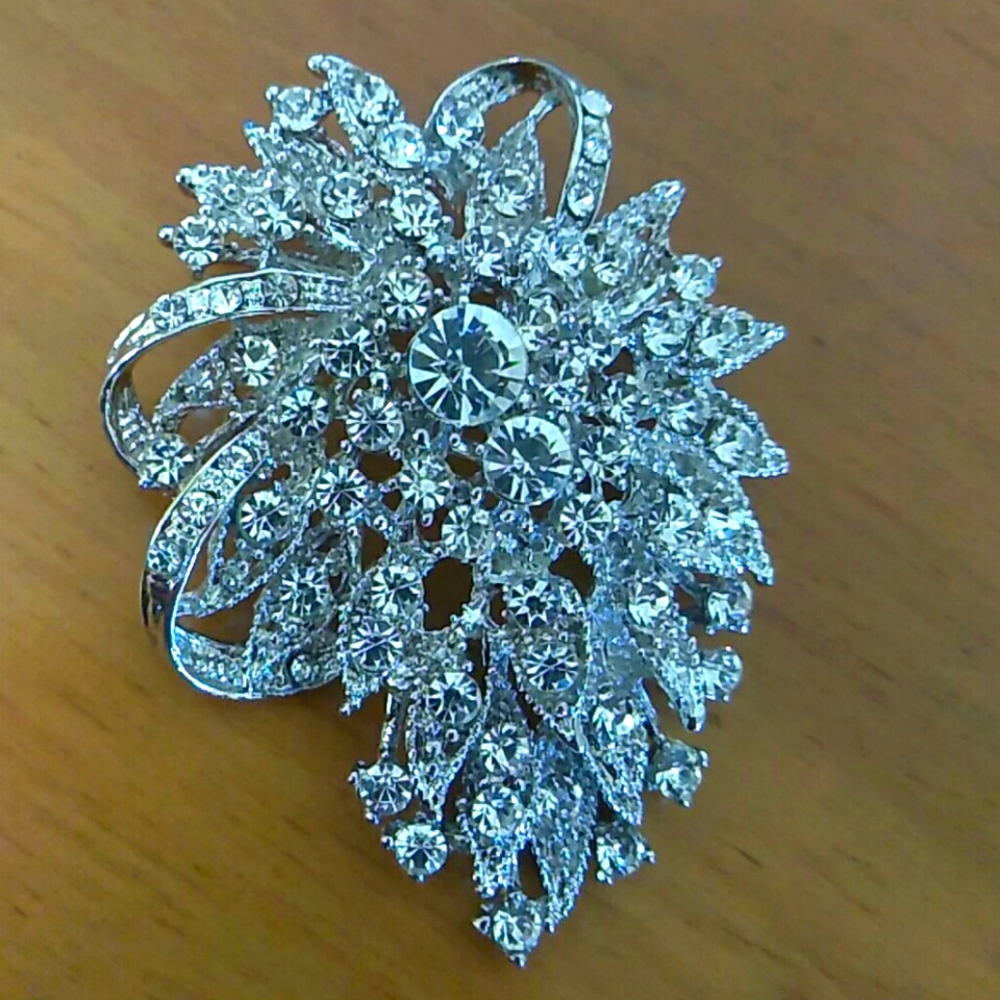 Silver Rhinestone Brooch